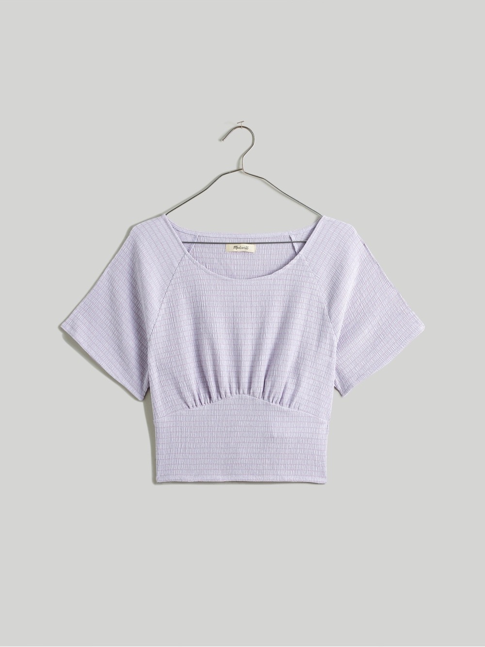 MADEWELL Shirred Crewneck Crop Top in Lavender - S